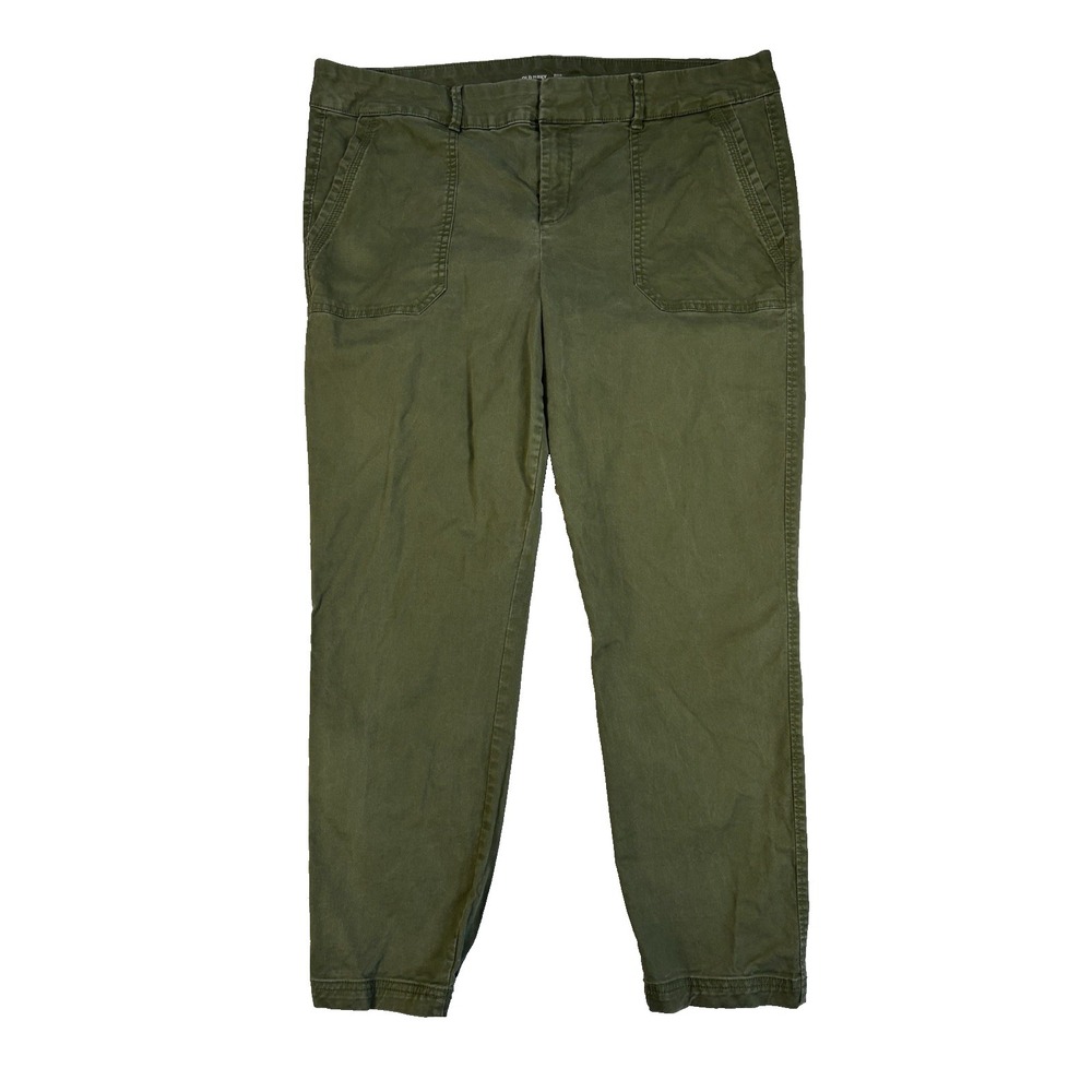 Old Navy Women's 16 Green Twill Pixie Ankle Pants Preppy Academia Everyday